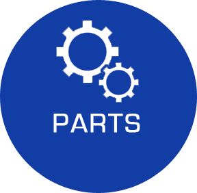Gears and "Parts" text on blue background.